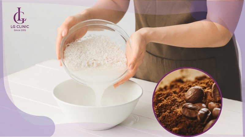 Bã cà phê kết hợp nước vo gạo tẩy tế bào chết hiệu quả