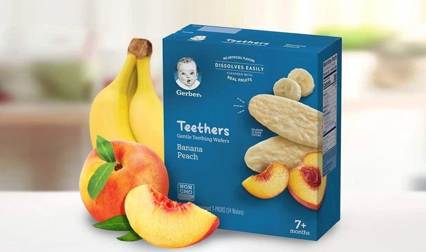 Bánh gạo dinh dưỡng Gerber vị chuối đào cung cấp năng lượng cho bé