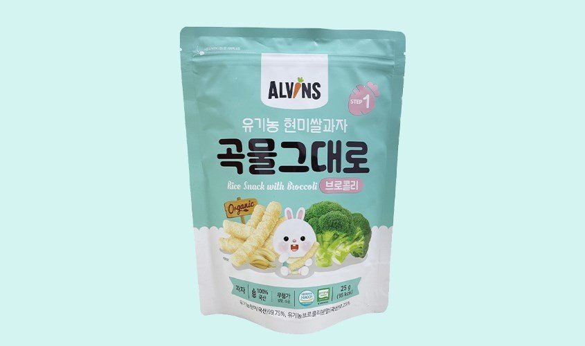 Bánh gạo lá dứa ăn dặm Alvins hữu cơ vị bông cải xanh giàu chất xơ