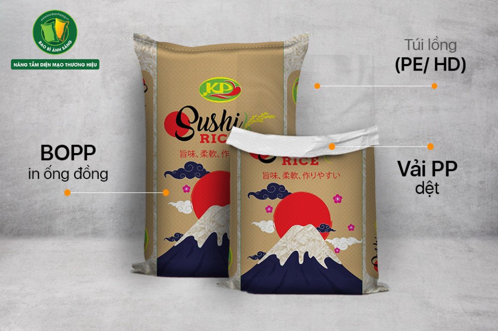 Cấu trúc bao bì gạo 25kg