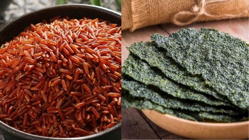 Gạo lứt và rong biển, hai nguyên liệu chính tạo nên món ăn