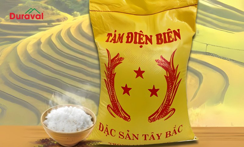 Gạo Tám Điện Biên dẻo thơm, đặc sản vùng núi Tây Bắc, hạt cơm chắc và ngọt tự nhiên