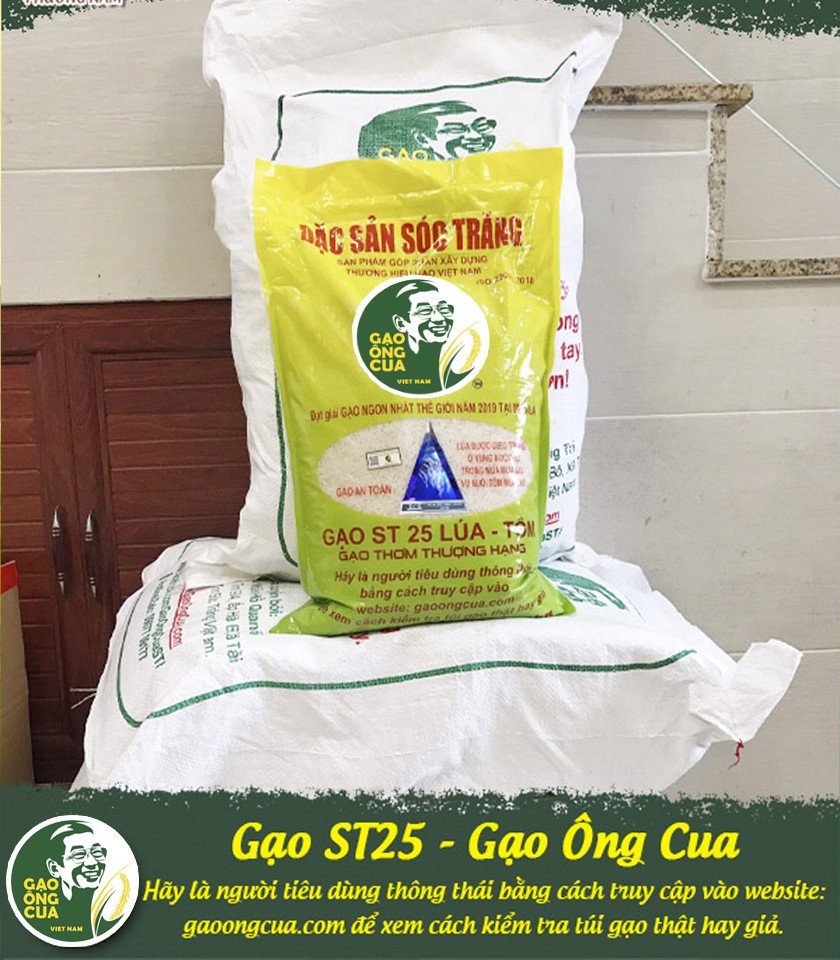 Hạt gạo ST25 chính hãng với đặc điểm dài, trắng trong