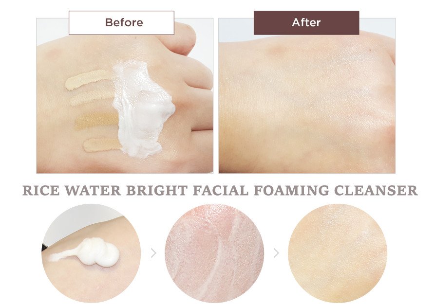 kết cấu kem tạo bọt của sữa rửa mặt gạo The Face Shop