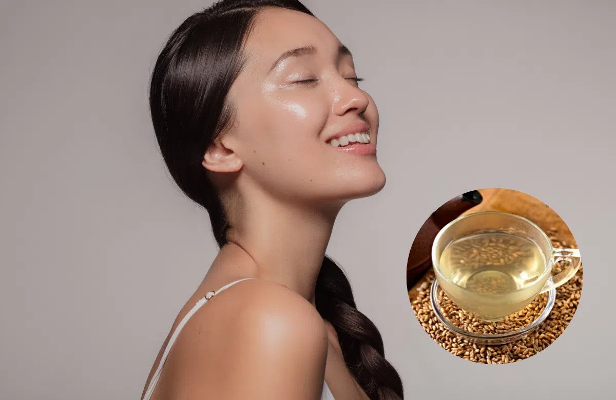 Người phụ nữ trẻ với làn da tươi tắn, minh họa tác dụng làm đẹp da của nước gạo lứt rang