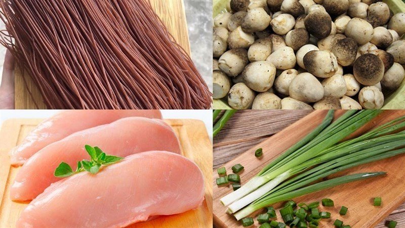 Nguyên liệu chuẩn bị món bún gạo lứt ức gà