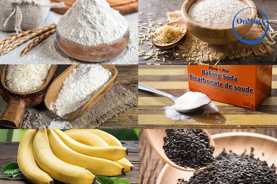 Nguyên liệu làm bánh chuối chiên mè bằng bột gạo