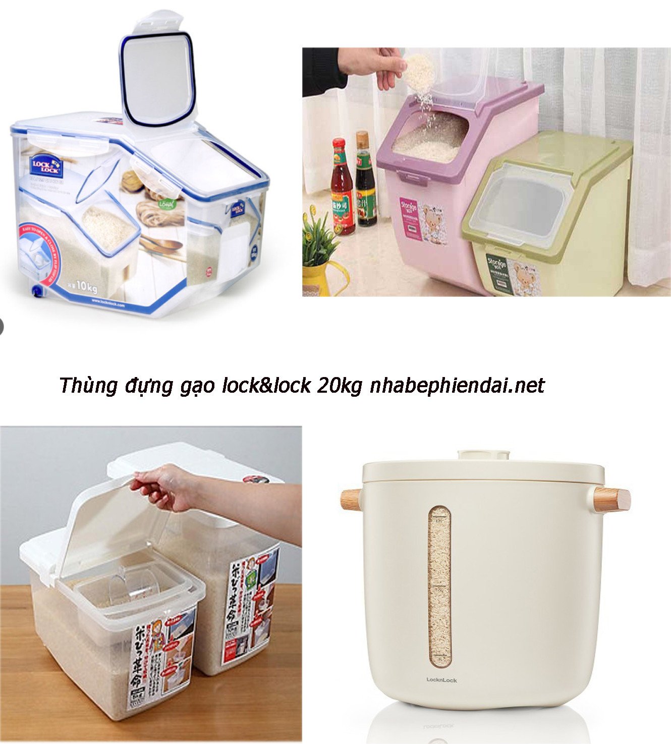 Thiết bị đựng gạo Lock&amp;Lock 20kg với cơ chế lấy gạo tự động thông minh