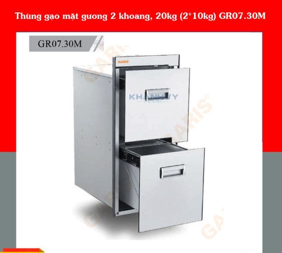 Thùng đựng gạo 20kg mặt gương, 2 khoang cao cấp, giải pháp lưu trữ đa dạng