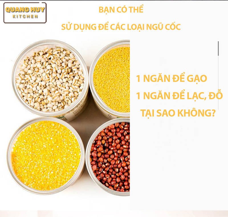 Thùng đựng gạo nhiều khoang phân loại ngũ cốc