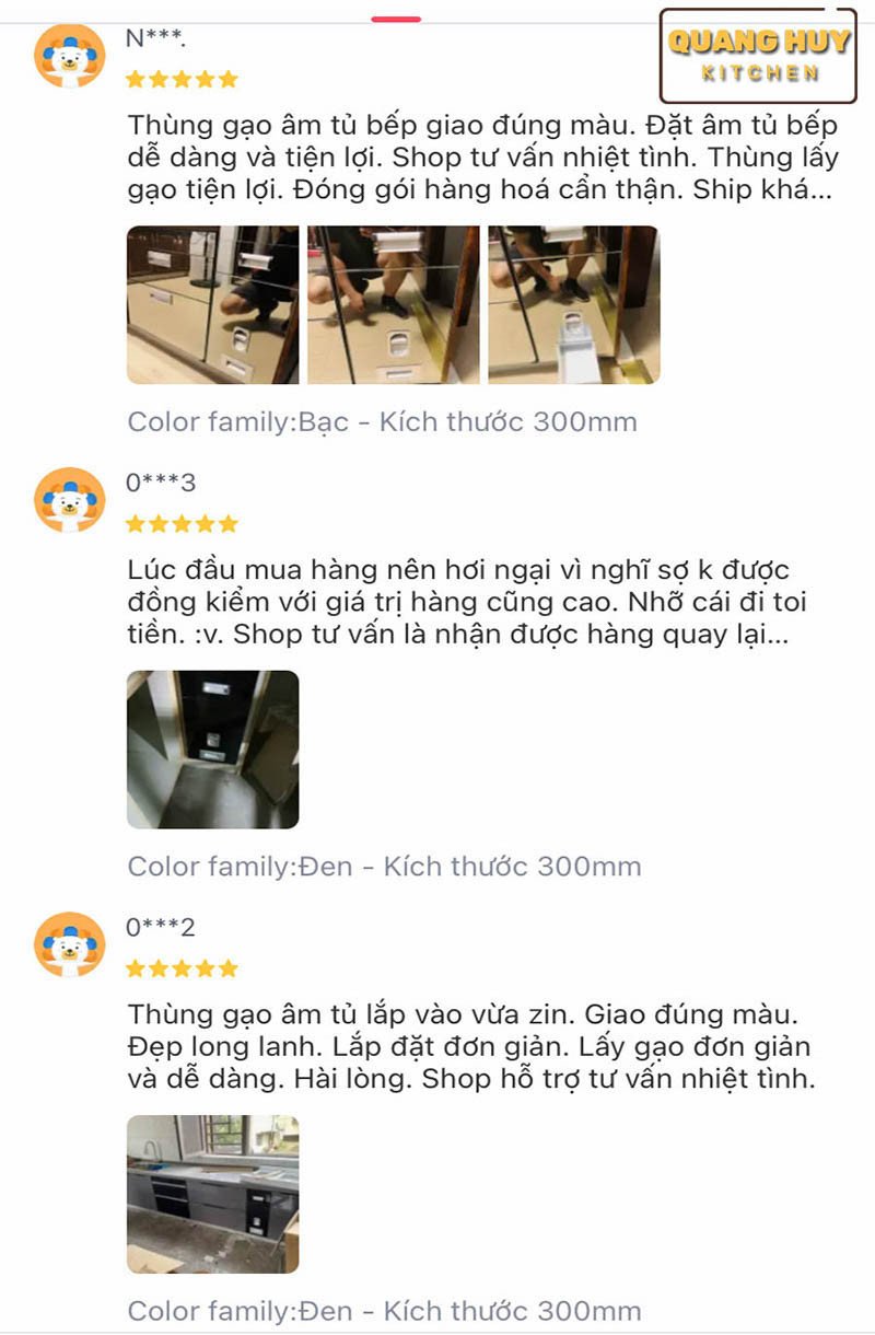 Thùng gạo tủ bếp mặt gương màu bạc thiết kế hiện đại