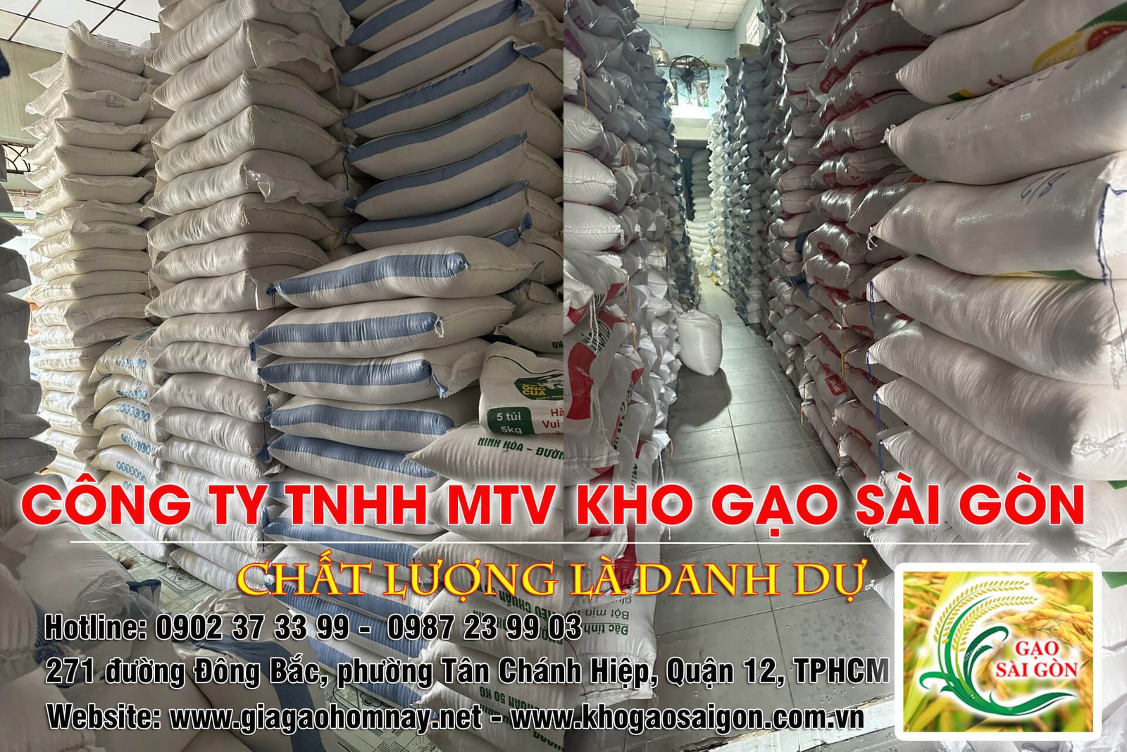 Túi gạo Nàng Hoa 25kg chất lượng được đóng gói cẩn thận