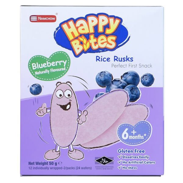 Bánh gạo Happy Bites vị việt quất 50g cho bé ăn dặm từ Tâm An Farm