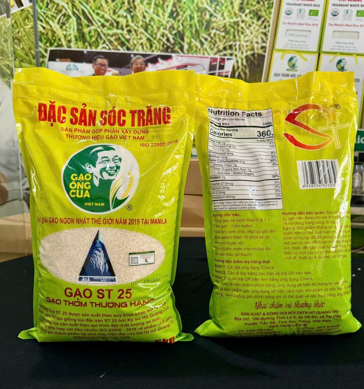 Bao bì gạo Ông Cua ST25 5kg lúa ruộng