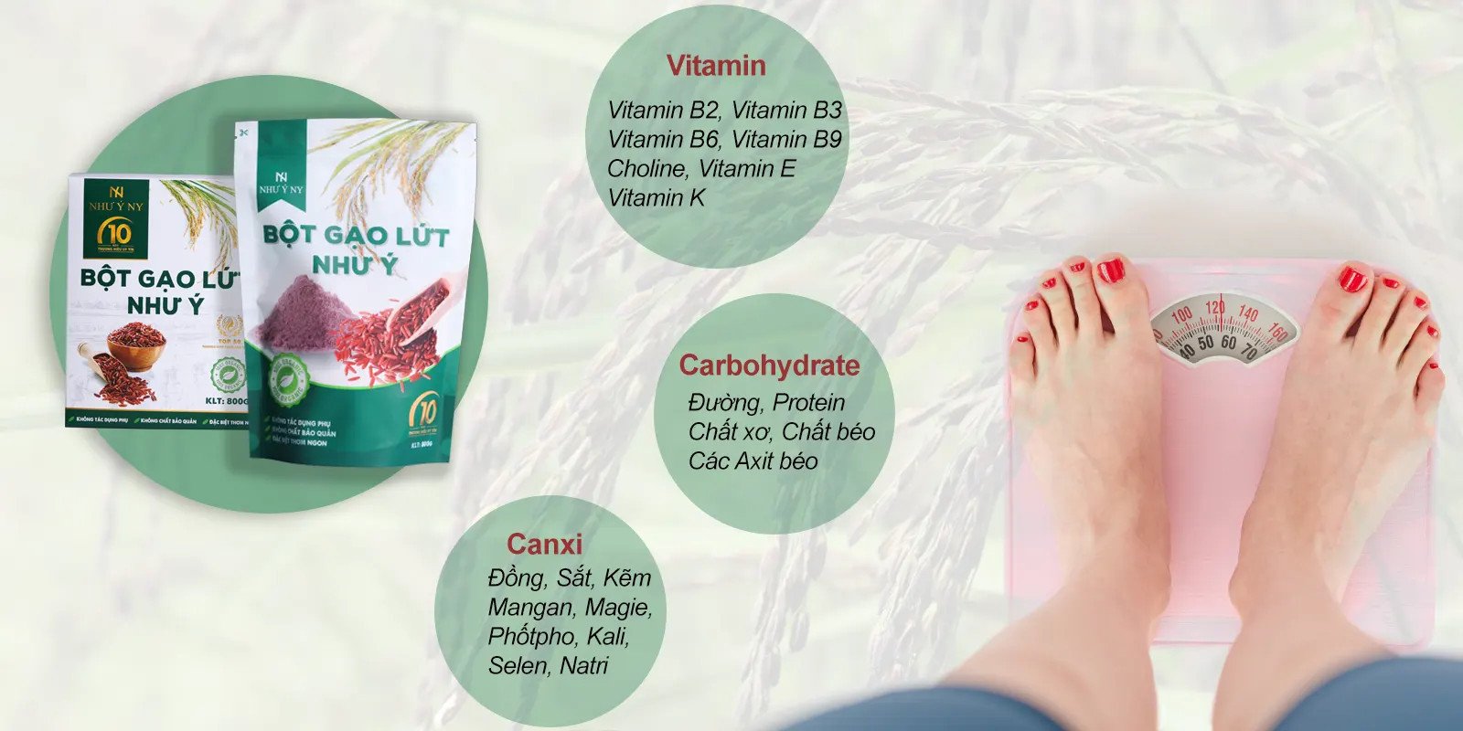Bột gạo lứt như ý giúp kiểm soát cân nặng và duy trì vóc dáng
