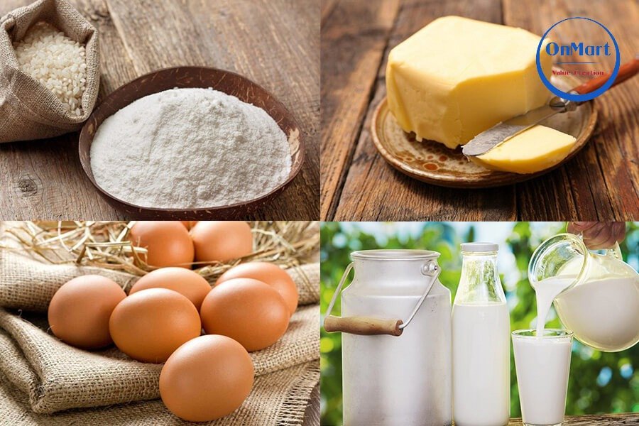 Chuẩn bị nguyên liệu làm bánh bông lan trứng gà bột gạo