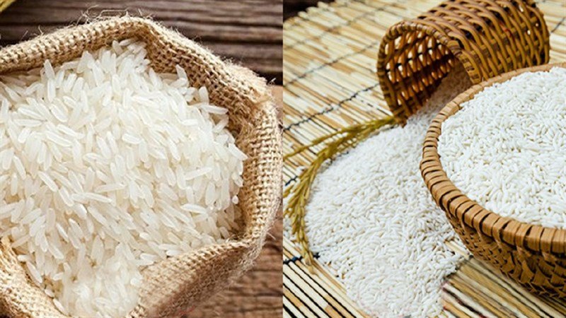 Hạt gạo tẻ và gạo nếp nguyên liệu làm thính gạo