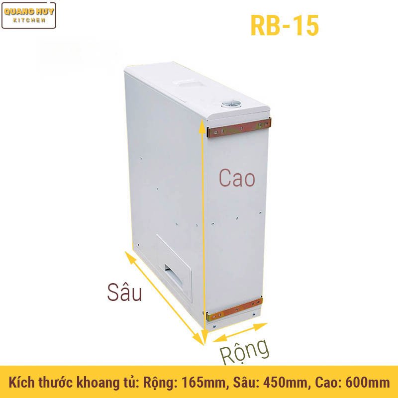 Hình ảnh minh họa kích thước thùng gạo gắn cánh âm tủ loại 200mm