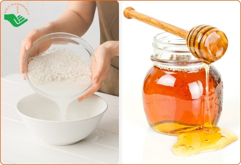 Mật ong và nước vo gạo giúp làm trắng và trị mụn