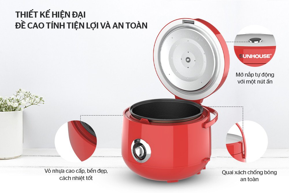 Nồi cơm điện Sunhouse SHD8606R dung tích 1.8l