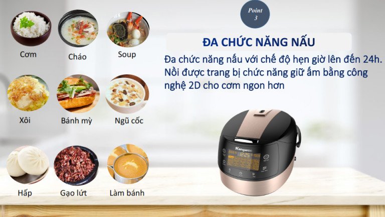 Nồi cơm điện tử với chế độ nấu gạo lứt tiện lợi