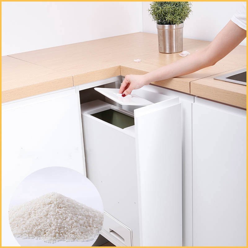 Thùng gạo âm tủ thiết kế kín đáo, hiện đại