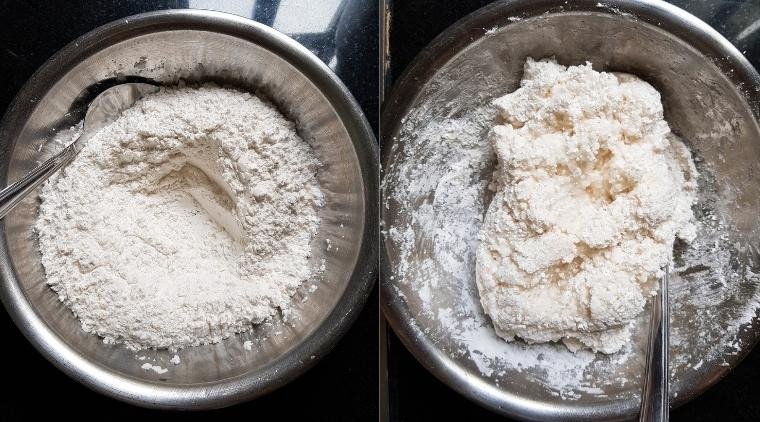 Trộn đều các loại bột làm bánh canh bột gạo xắt