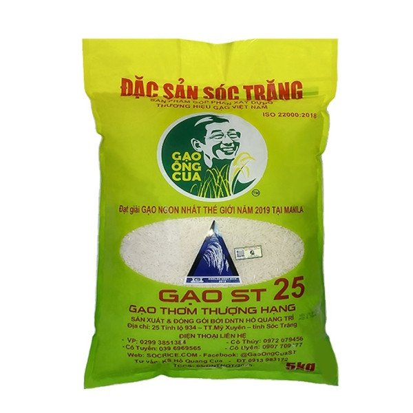 Túi gạo ST25 Ông Cua 5kg - loại gạo ngon nổi tiếng Việt Nam