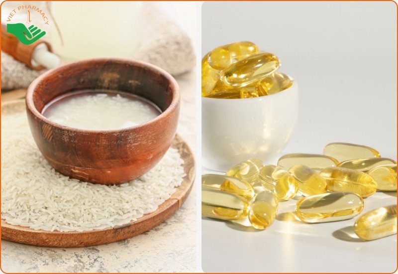 Vitamin E và nước vo gạo cải thiện thâm sạm, nếp nhăn